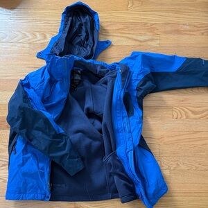 The North Face Kids Blue and Black Raincoat